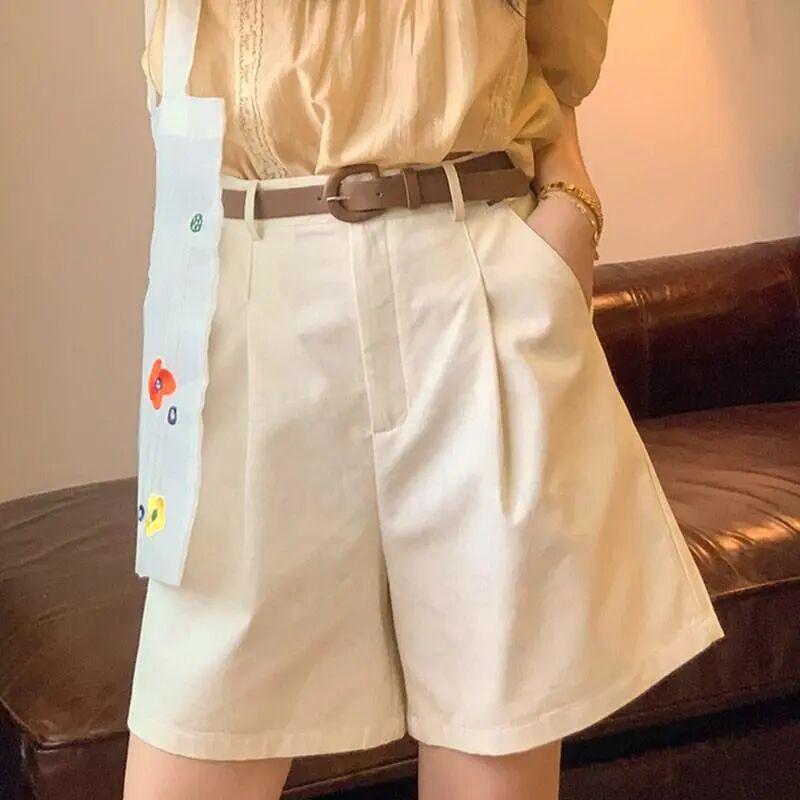 A26工装短裤女夏季薄款阔腿裤大码女装梨形身材胖妹妹两件套