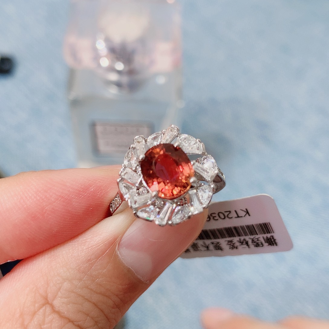 戒指戒指银S925镶嵌碧玺