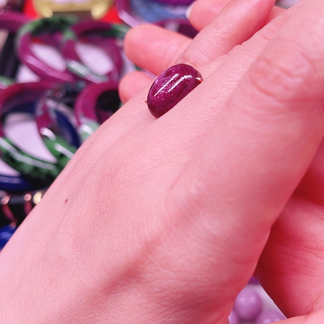 戒指红宝石银S925镶嵌