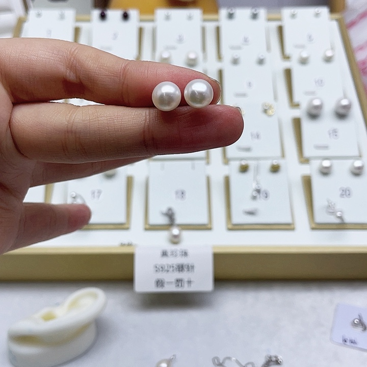 淡水珍珠耳饰银S925镶嵌?****?