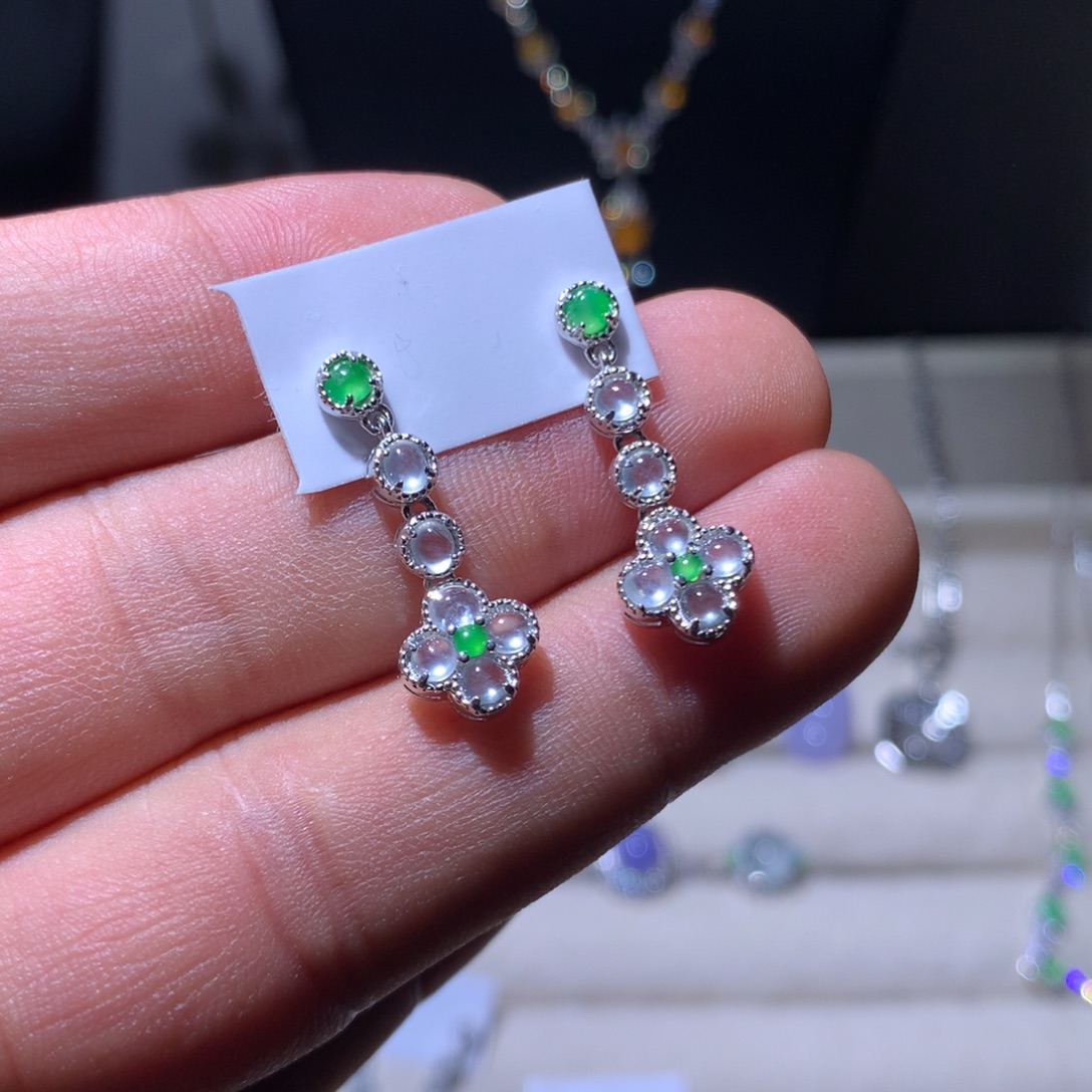 翡翠银S925镶嵌耳饰3