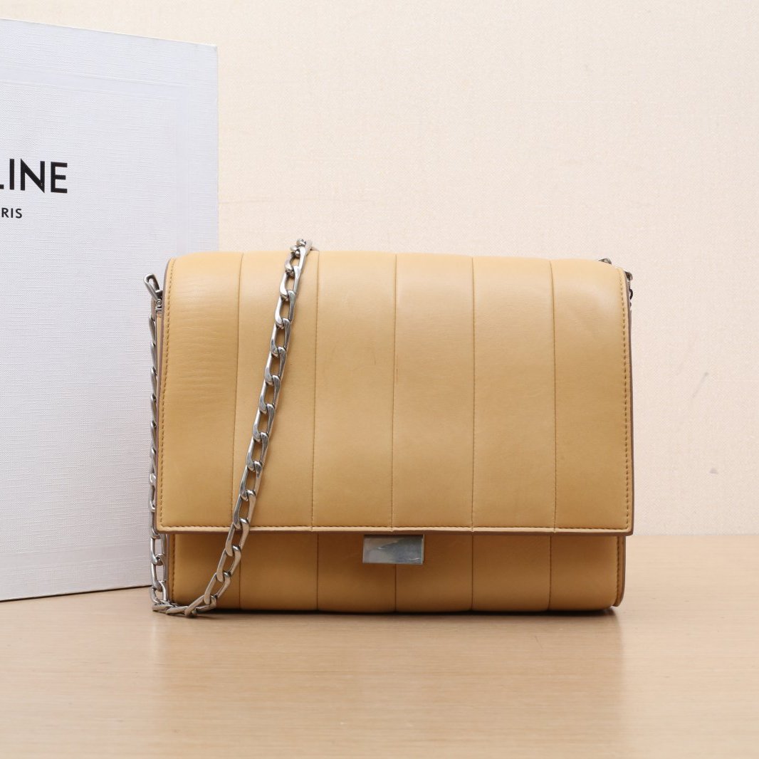 95新 Celine/思琳 小花Jerry活动卡其色 小方包 链条包