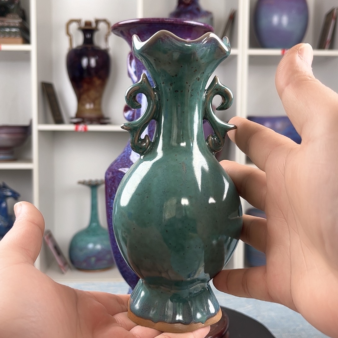 瓷片摆件……花器摆件19公分……