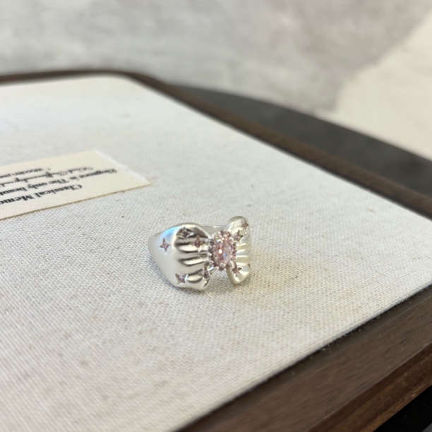 铜合金合成锆石戒指 宽蝴蝶结戒指JZ1709