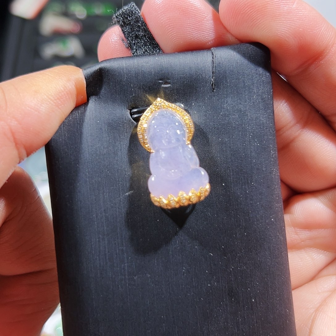 翡翠吊坠(不含链)18K金镶嵌吊坠