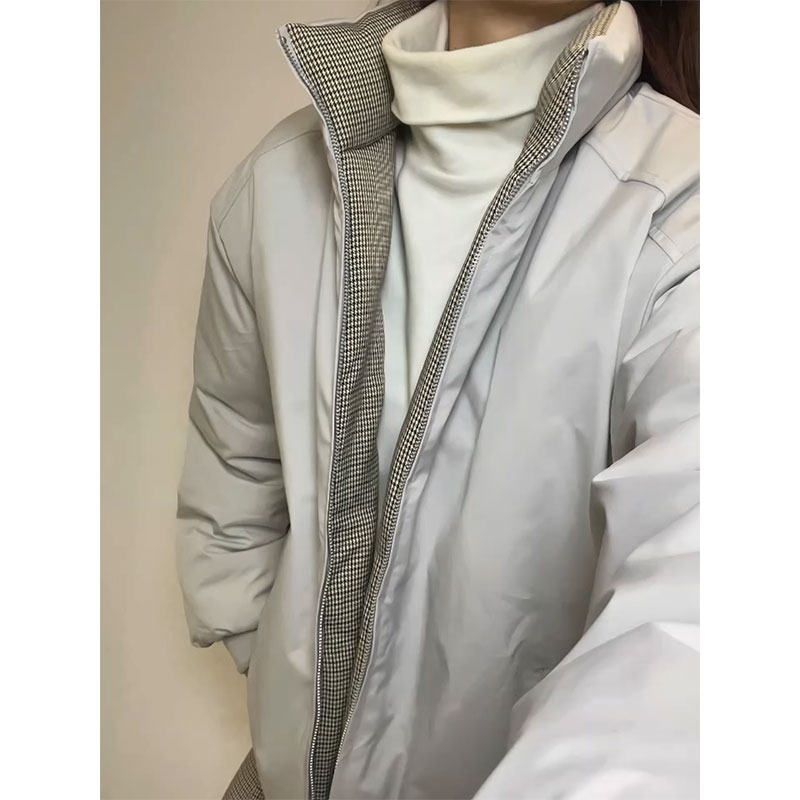 美式格纹拼色棉衣2025新款男冬季宽松加厚保暖外套复古潮牌高级感