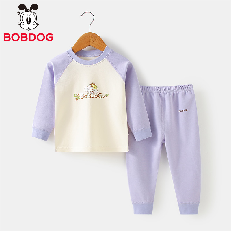 100%全棉260克巴布豆儿童秋衣秋裤套装韩版男童长袖家居服睡衣
