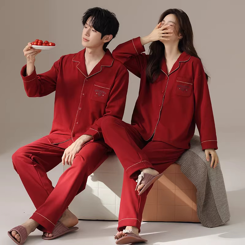 本命年加厚德绒御寒保暖蓄热红色睡衣冬男女新婚喜庆家居服