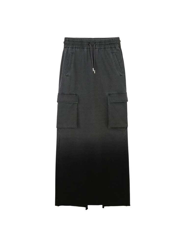 【景致】AVVENN夏季复古毛圈做旧褪色直身工装长裙AM31506550