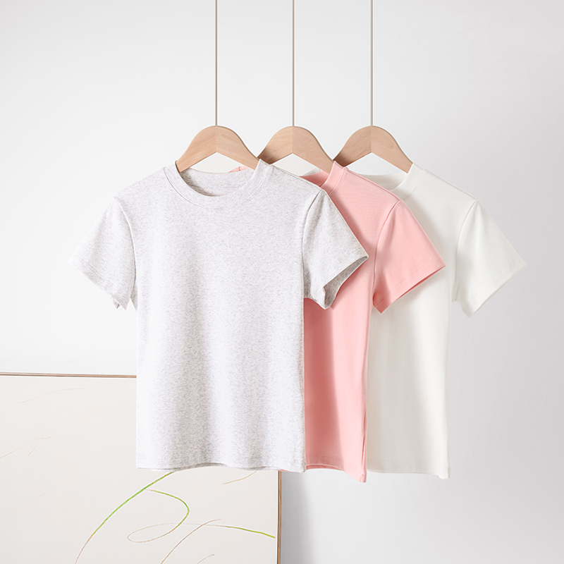 半袖机能风辣妹风短款休闲空气层t恤T恤圆领夏装短袖显瘦针织百搭