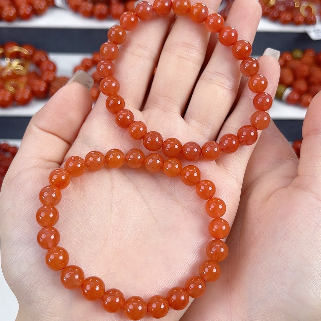 南红玛瑙未镶嵌保山杨柳料7mm手串（多样性发其一）