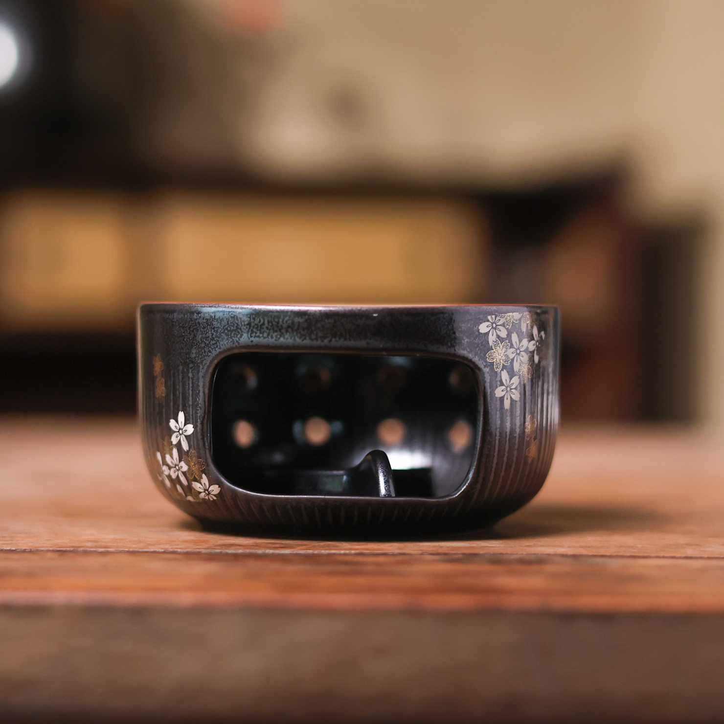 【小田甄陶】温茶炉~鎏金天目《富贵有余》（Q8209）