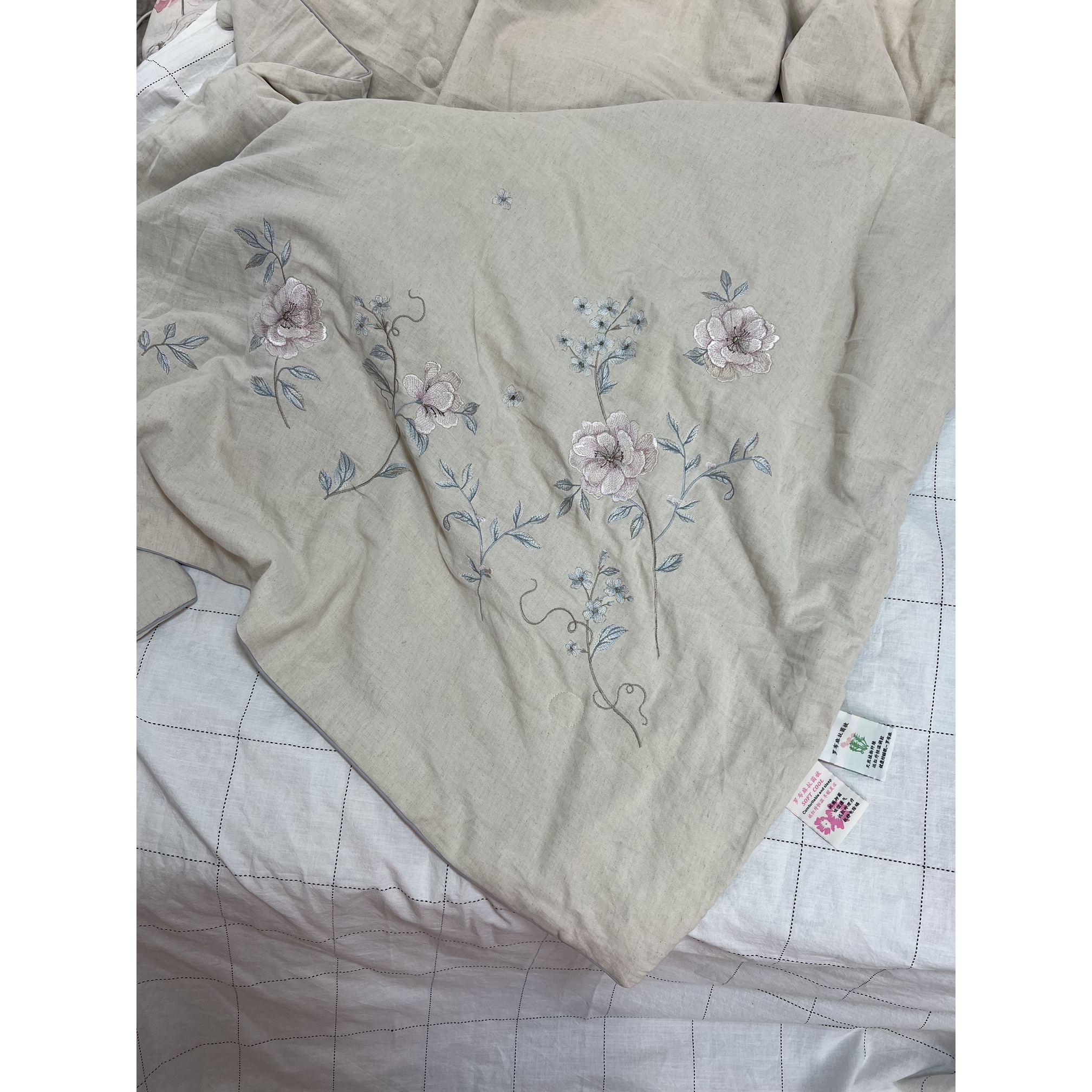 <罗布花语微脏微瑕疵>纤维之王罗布麻重工刺绣空调被（瑕疵）