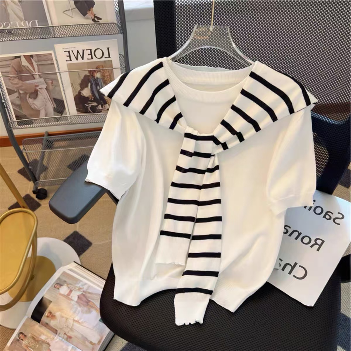 （S71-S140）简约时尚显瘦辣妹女装针织上衣