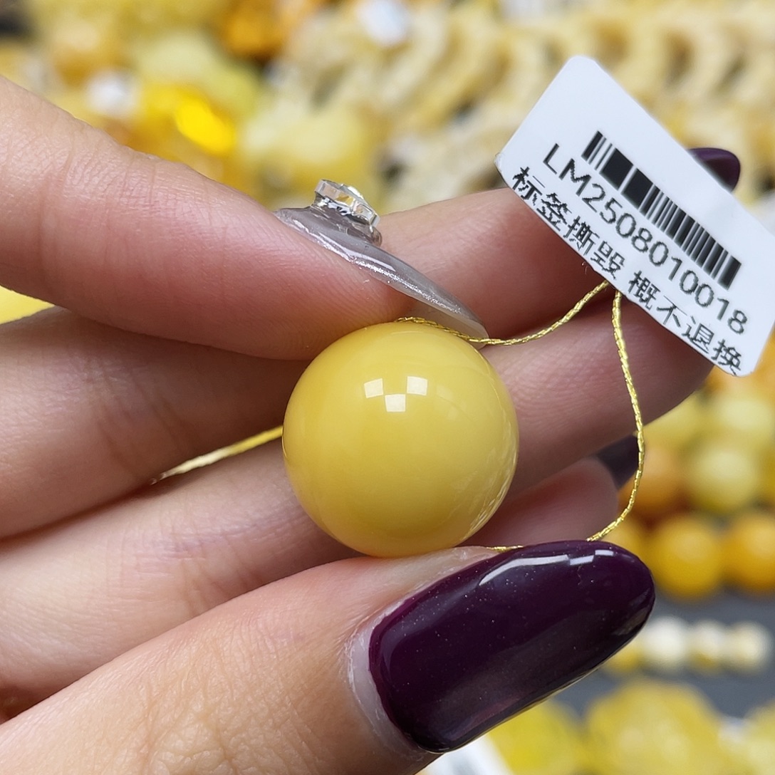 琥珀未镶嵌裸石16.5mm浓蜡圆珠