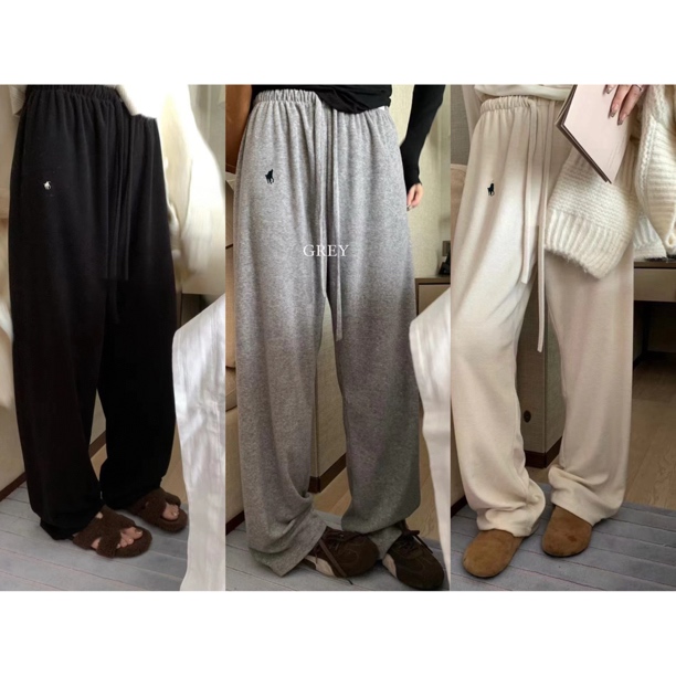 小马软糯高腰阔腿裤