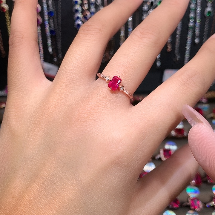红宝石戒指银S925镶嵌46