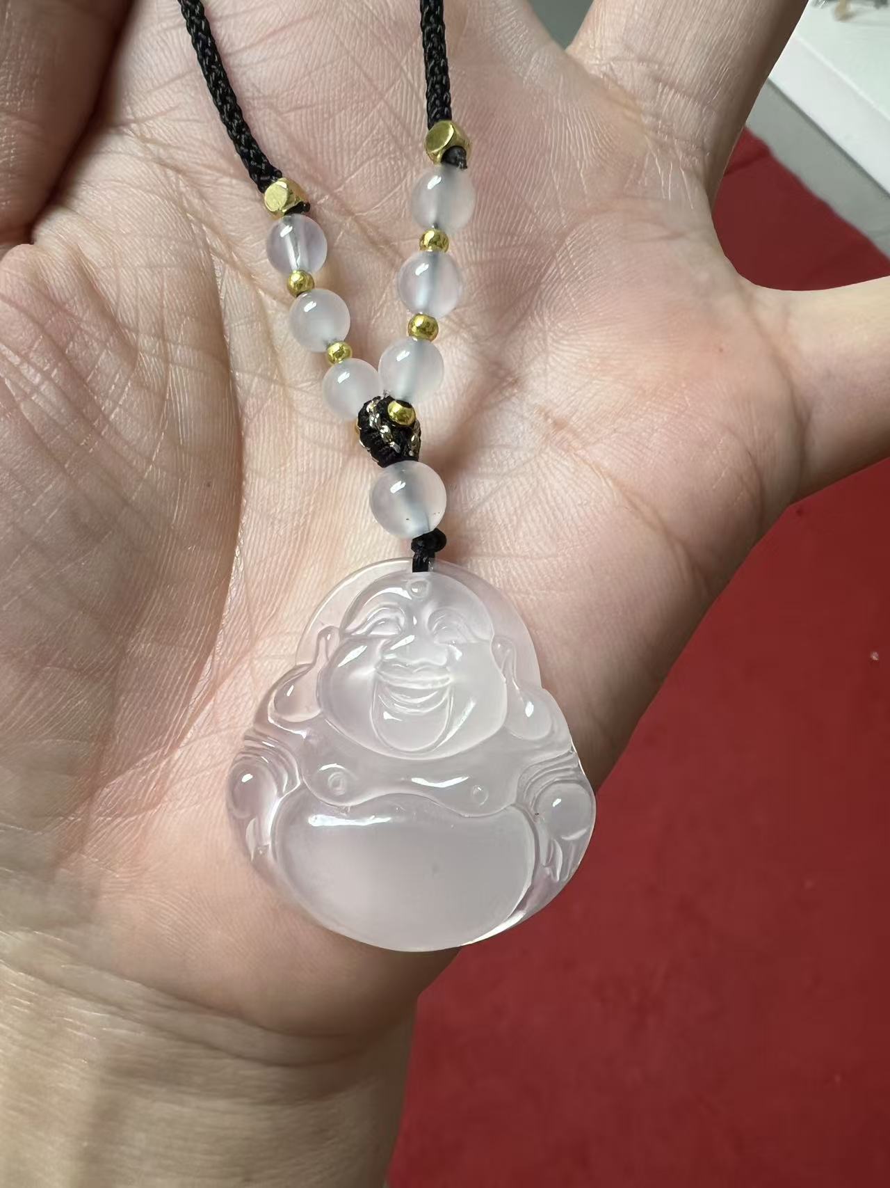 天然玛瑙白冰佛公吊坠男女通用简约百搭转运饰品