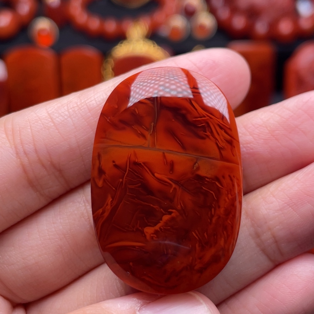 南红玛瑙未镶嵌珠宝奇石牌形吊坠