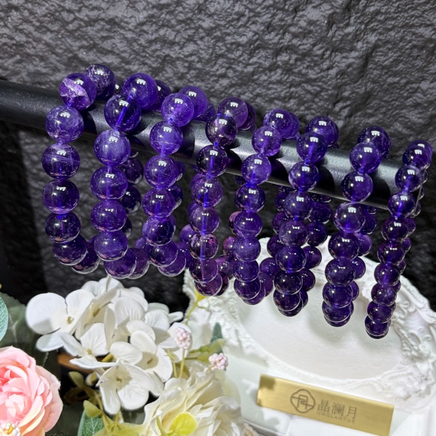 【晶澜月】C158天然水晶 乌拉圭紫水晶单圈手串 多样性发其一