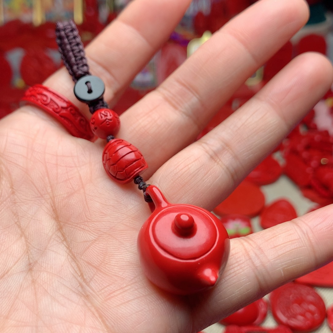 天然辰砂工艺品朱砂钥匙扣