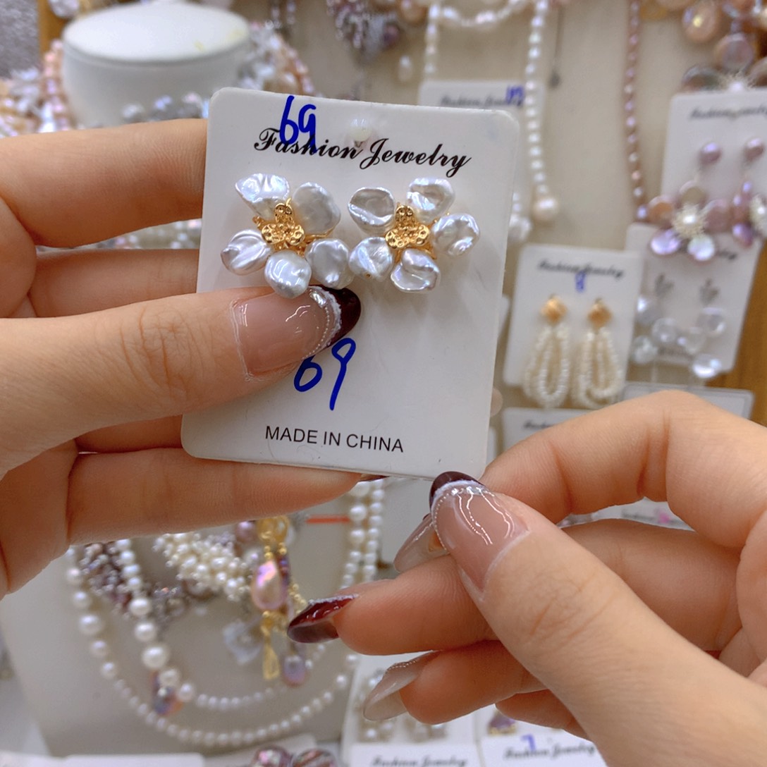 淡水珍珠耳饰银S925镶嵌