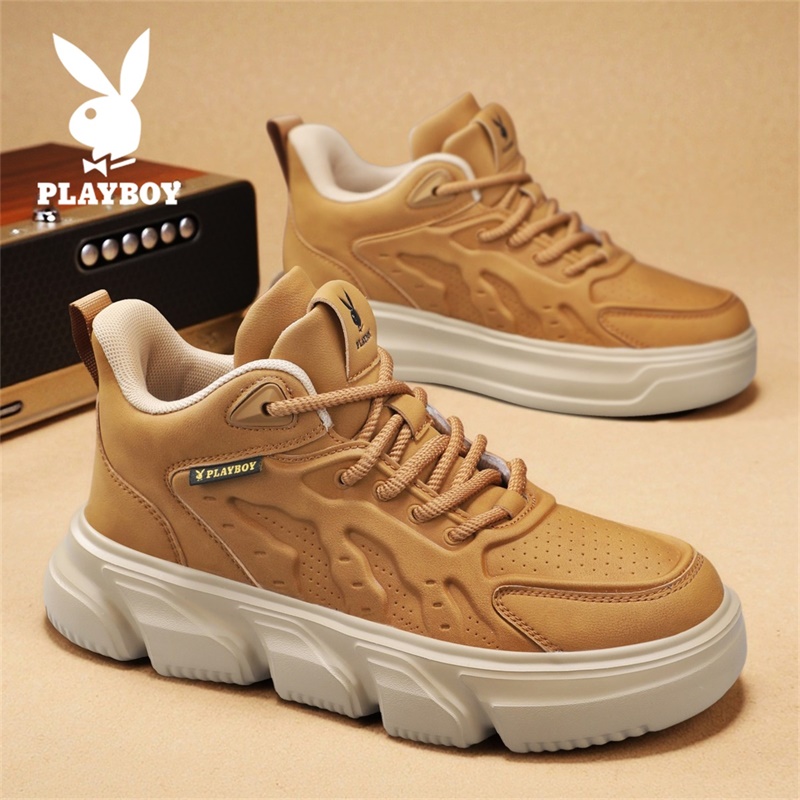 PLAYBOY/花花公子男鞋2025新款爆款秋季休闲男士高帮防滑耐磨板鞋