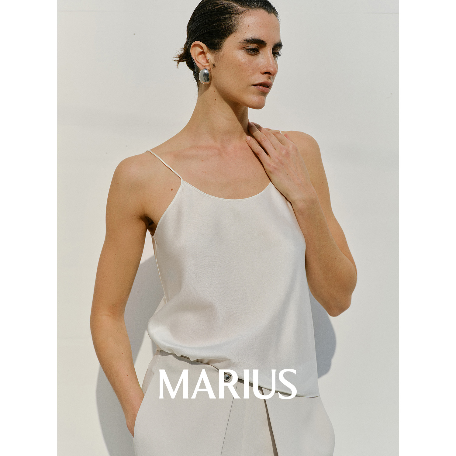 MARIUS髙品质时尚悬垂顺滑醋酸面料缎面质感显瘦吊带女背心打底