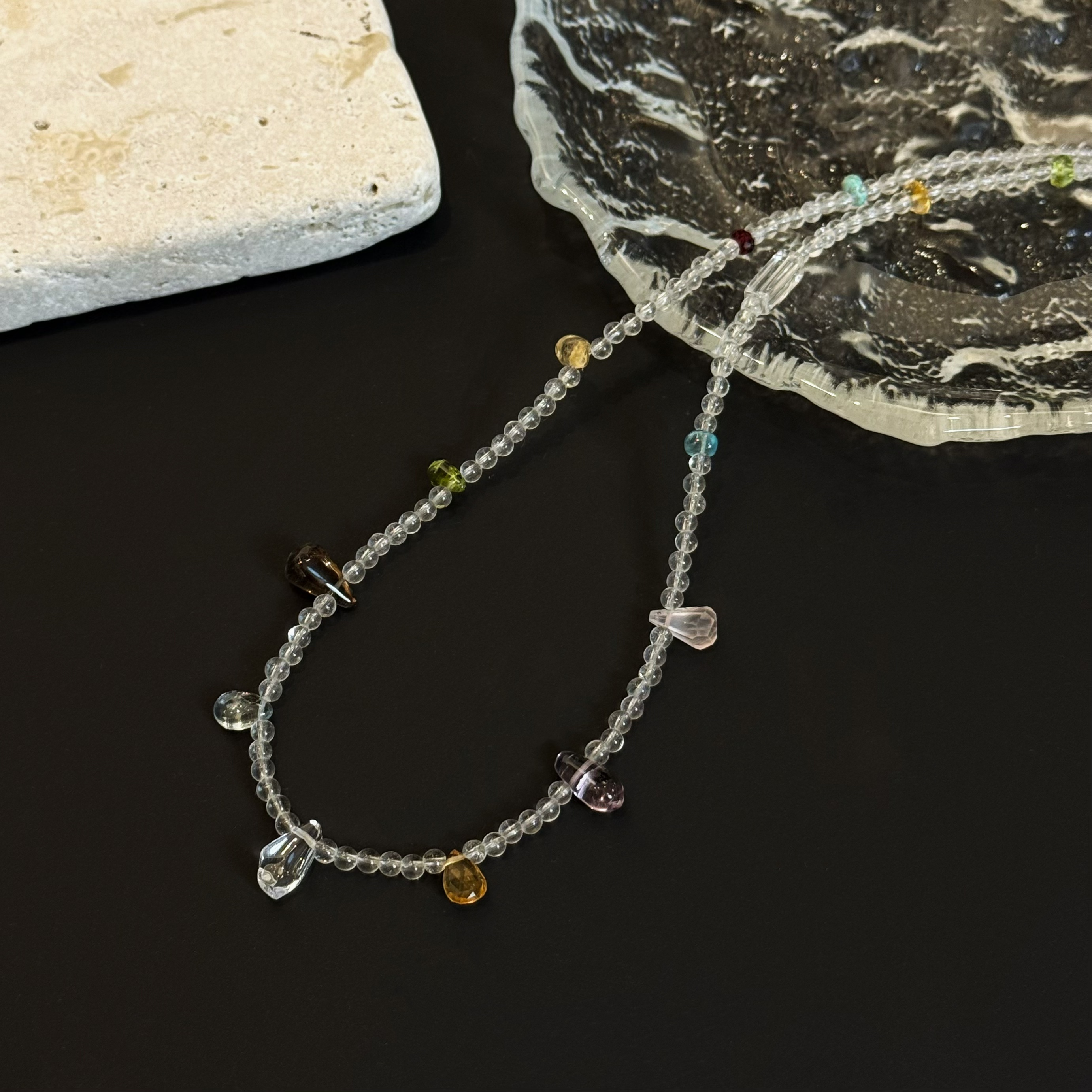 链子925银 【繁星】简约链条手工坠链欧若假日风风格失序混搭风项链