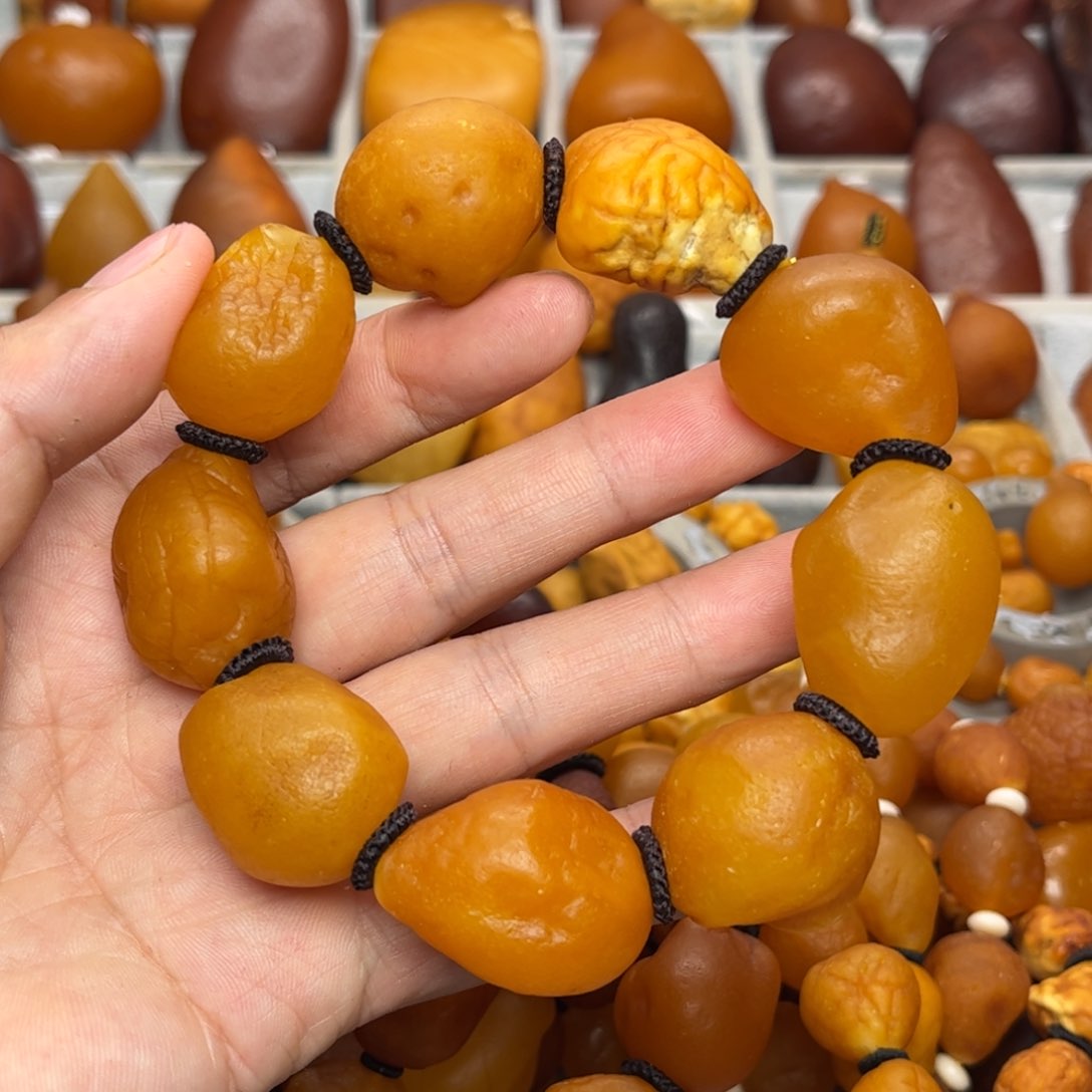 琥珀裸石未镶嵌天然蜜蜡手串