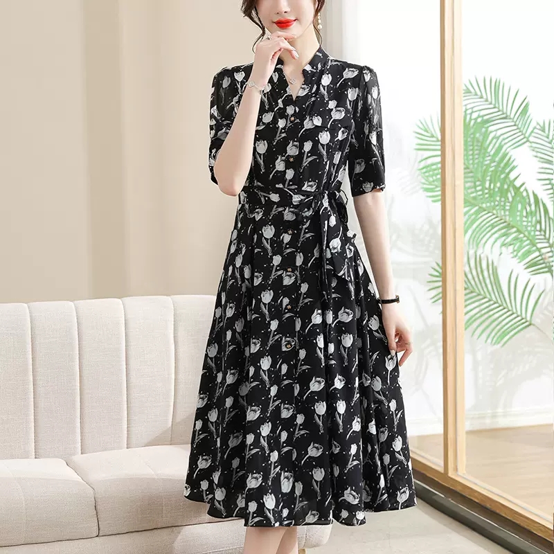 2025连衣裙女中长款气质显瘦新款时尚洋气收腰秋冬裙子J919