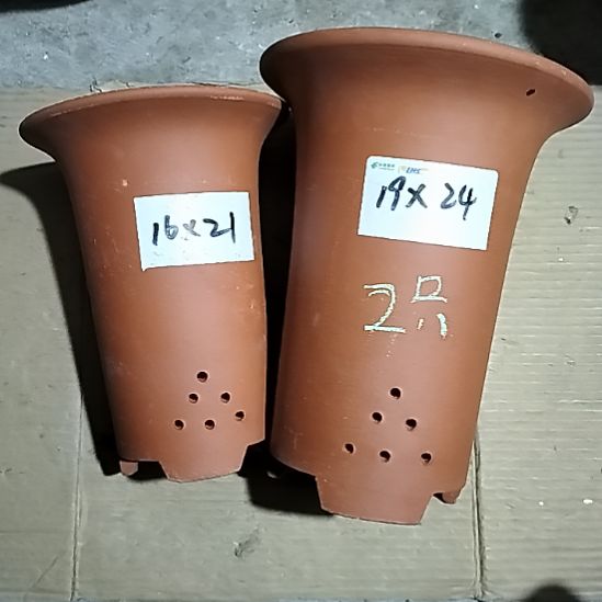 紫砂红泥兰花盆两个