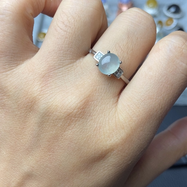 翡翠戒指银S925镶嵌戒指