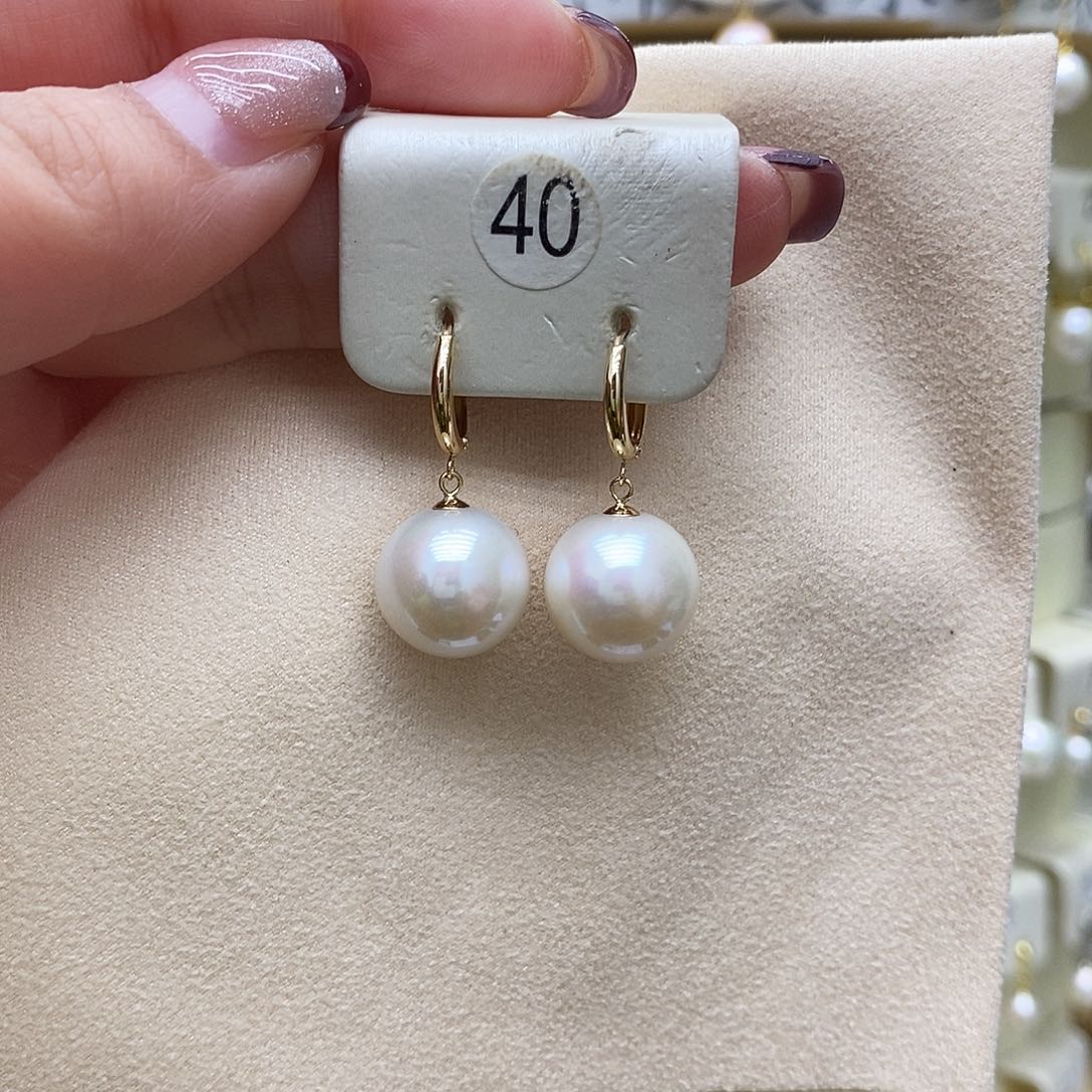 淡水珍珠耳饰18K金镶嵌