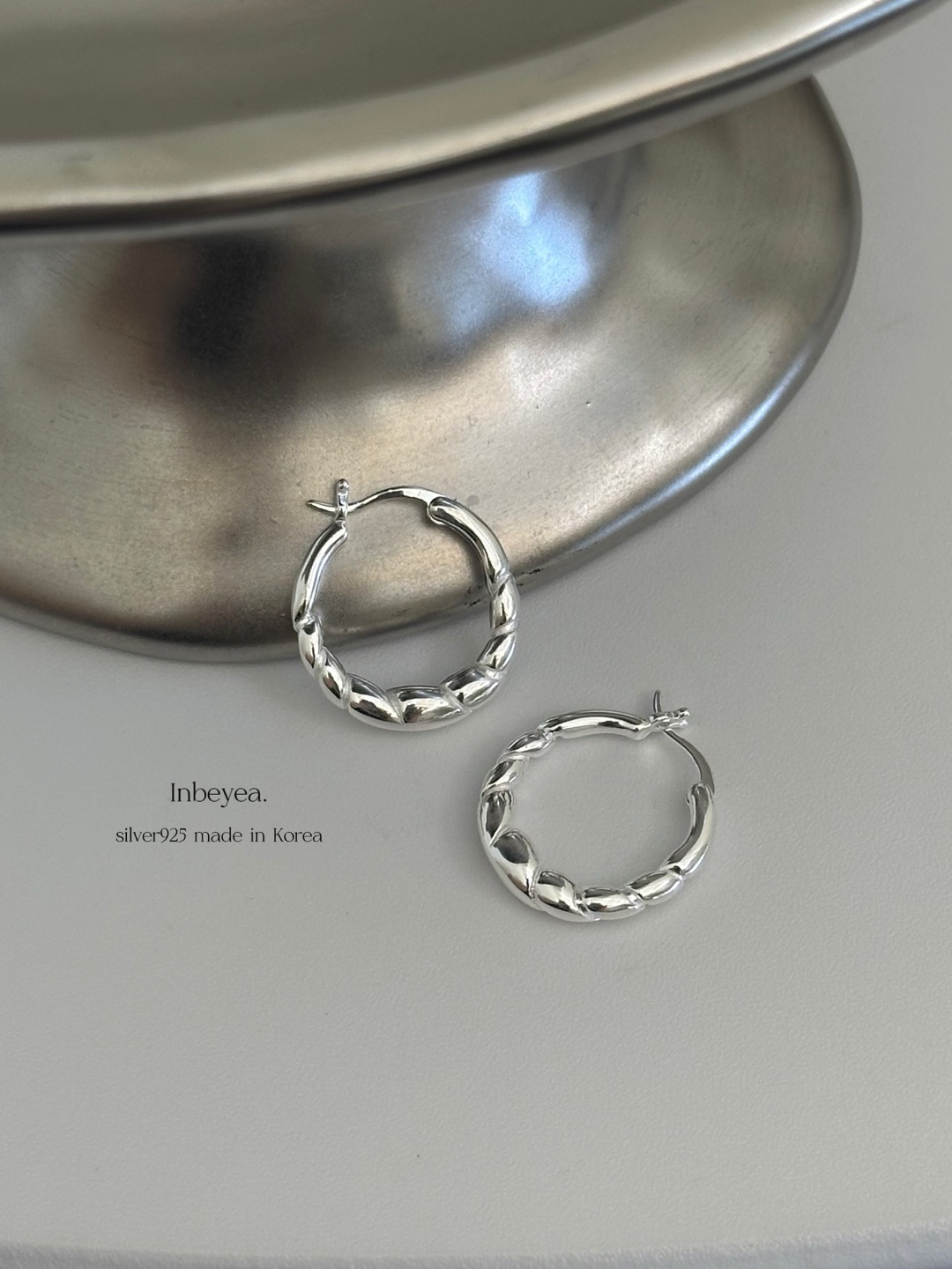 925银耳饰 麻绳耳扣 通体银16mm 32117