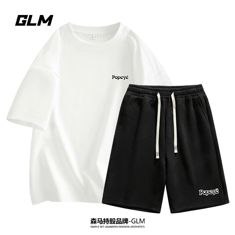 大力水手联名GLM【运动套装】夏季短袖T恤短裤休闲宽松两件套情侣装