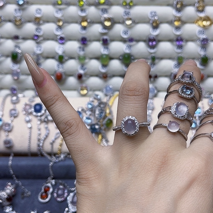 春***眠蛇纹石玉银S925镶嵌戒指