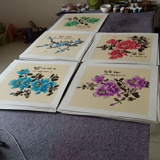 竖款写意画5张50cm×50cm