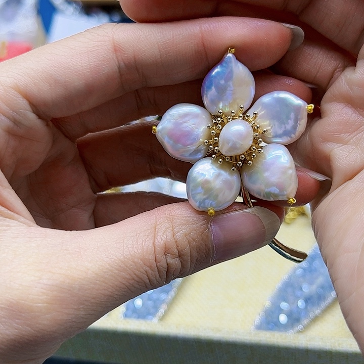 淡水珍珠耳饰银S925镶嵌