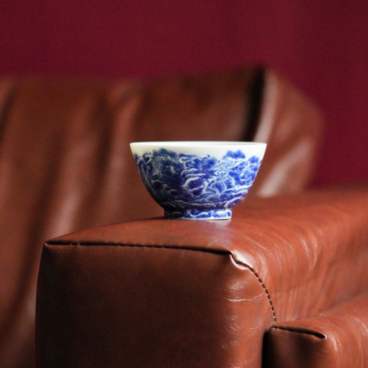 手作. 艺林堂誌青花观山海阔口杯
