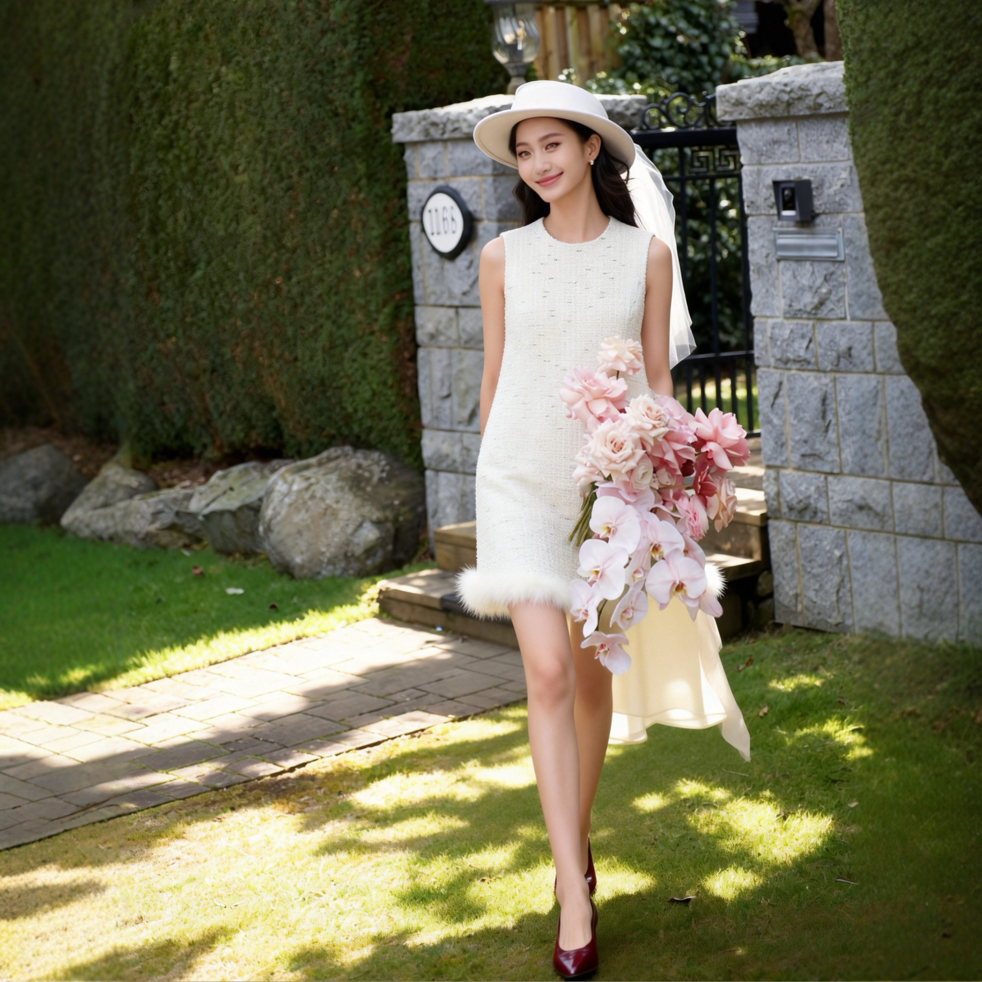 千金气质丨法式红色羊毛连衣裙小香风粗花呢金提花白色裙子8712