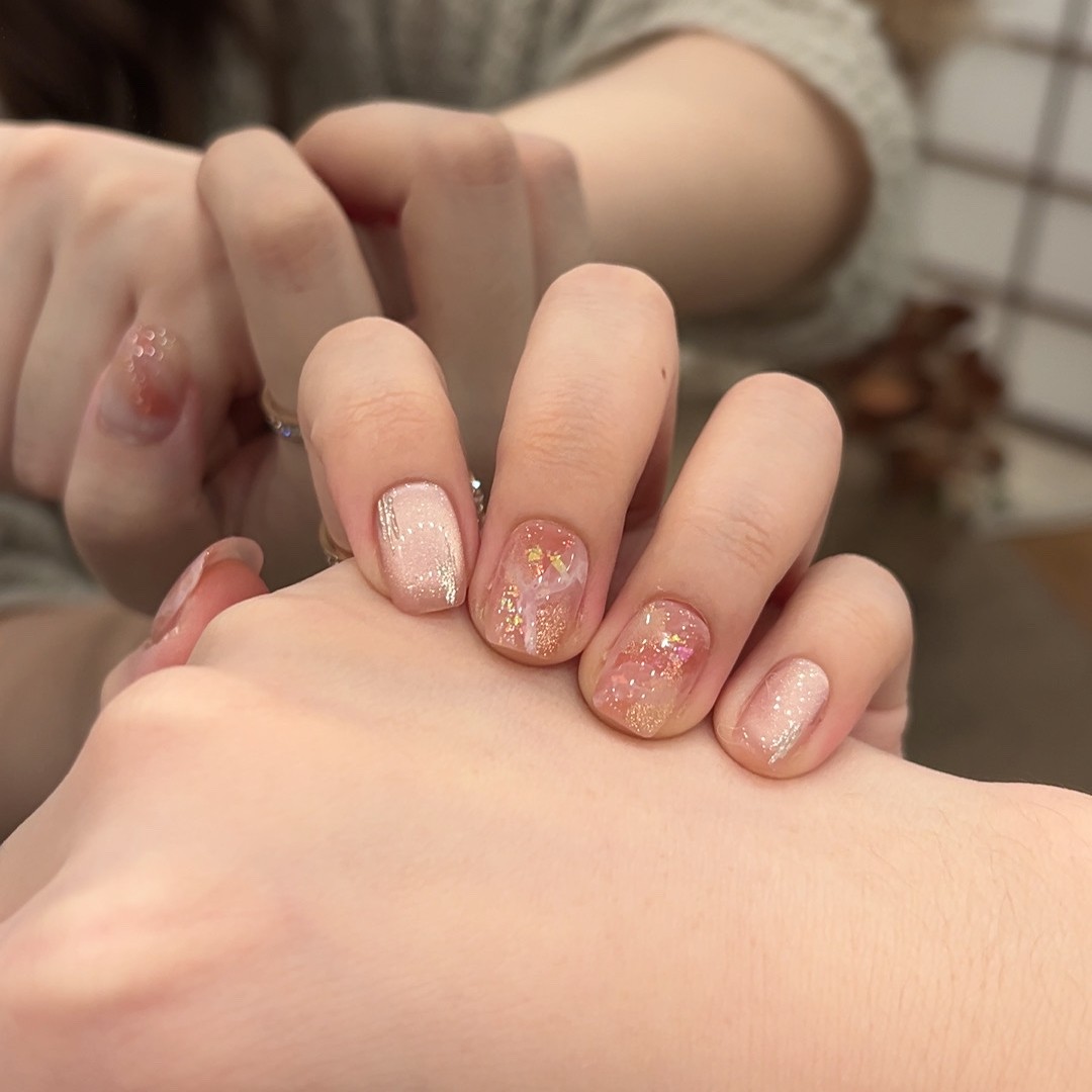 茉哉【粉雾柔光】纯手工定制美甲拆卸穿戴甲A5006