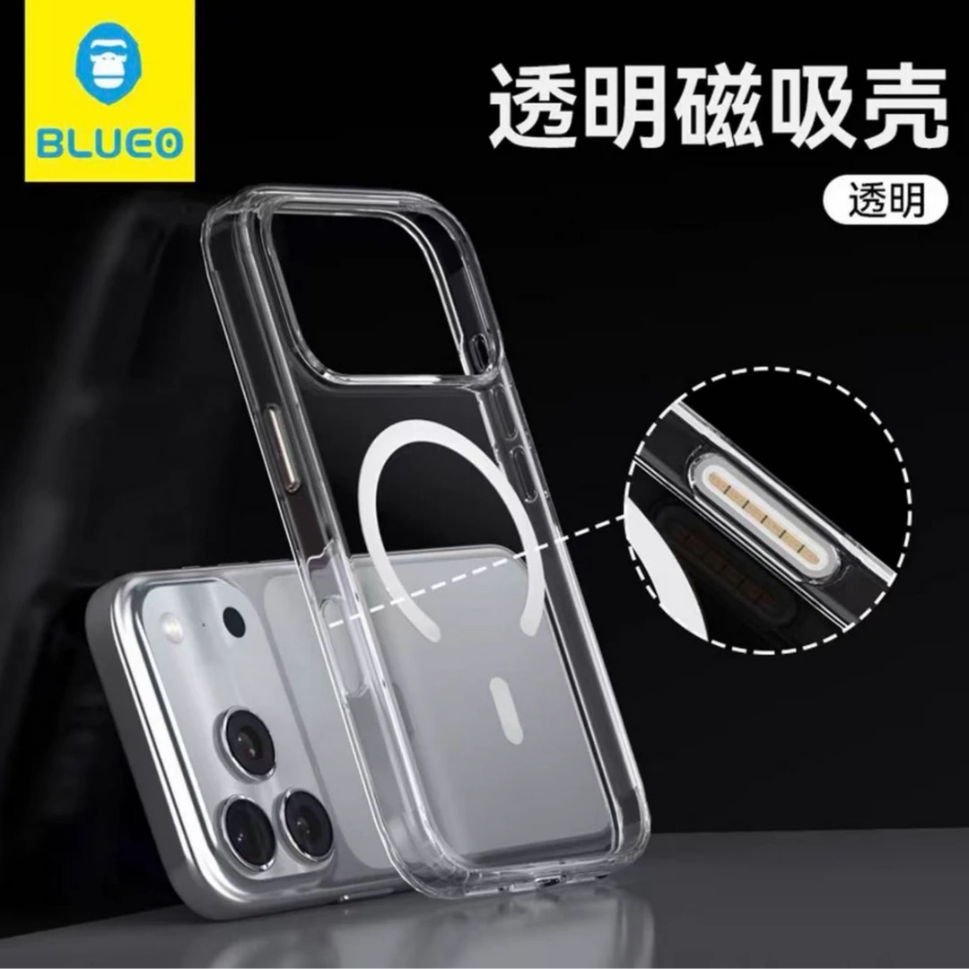 【蓝猩透明Pro】适用iPhone17/16系列透明磁吸防摔保护壳带AI键保护