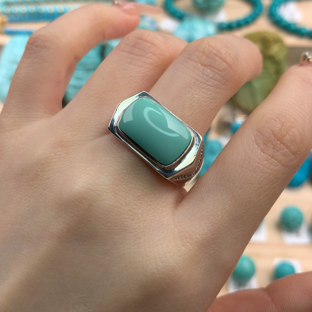 绿松石珠宝玉石银S925镶嵌