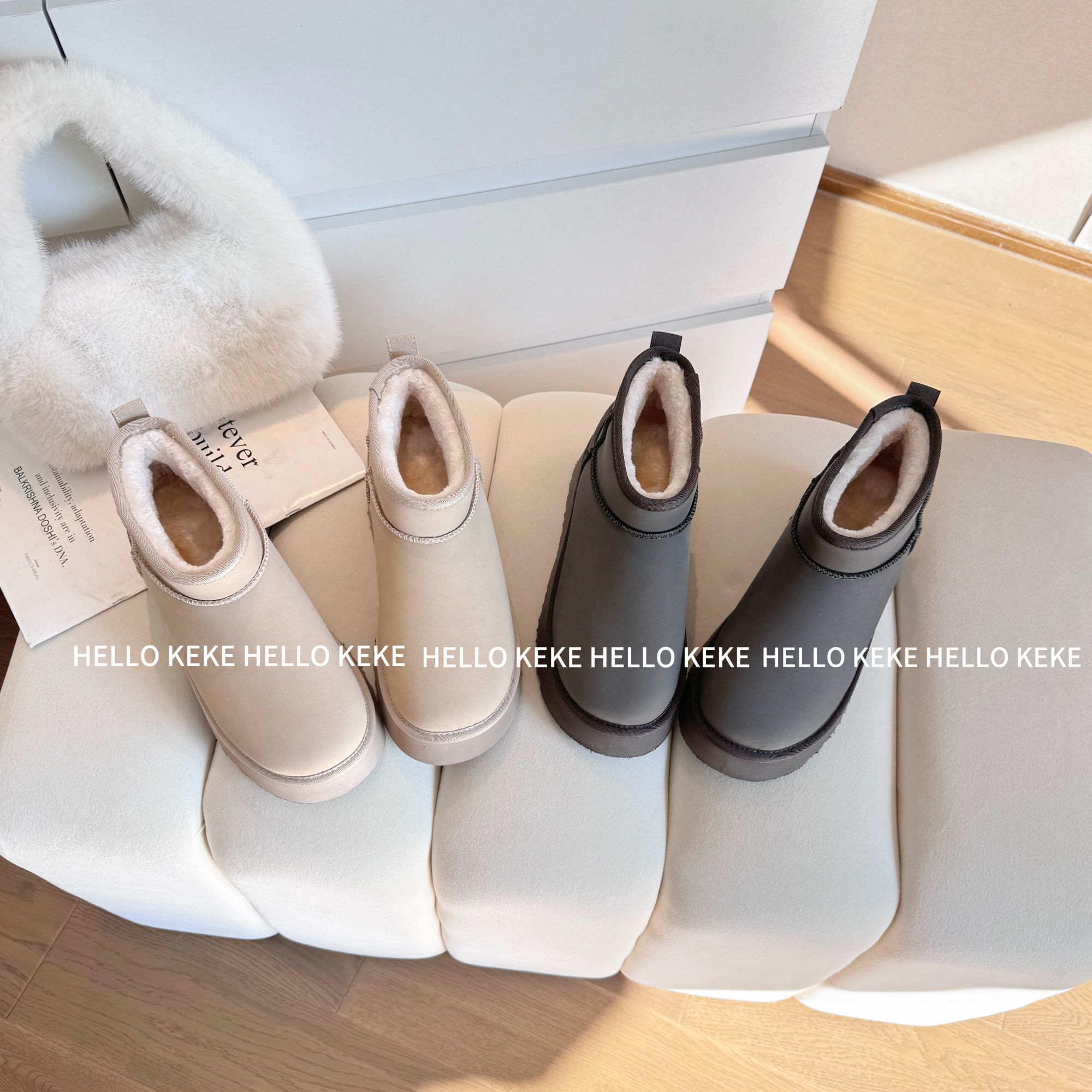 HELLO KEKE【雪地靴】8cm跟 小个子定制雪地靴防滑套筒保暖百搭加绒