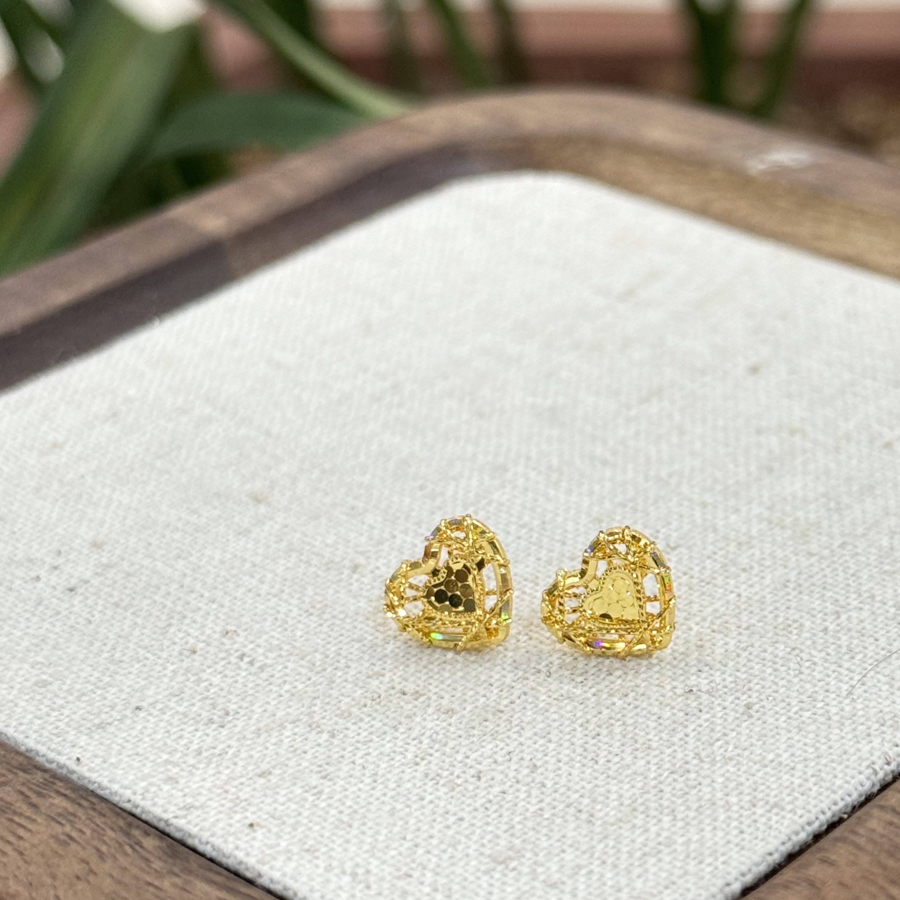 待定E【冰钻爱心耳钉】-足金999精工5G耳饰