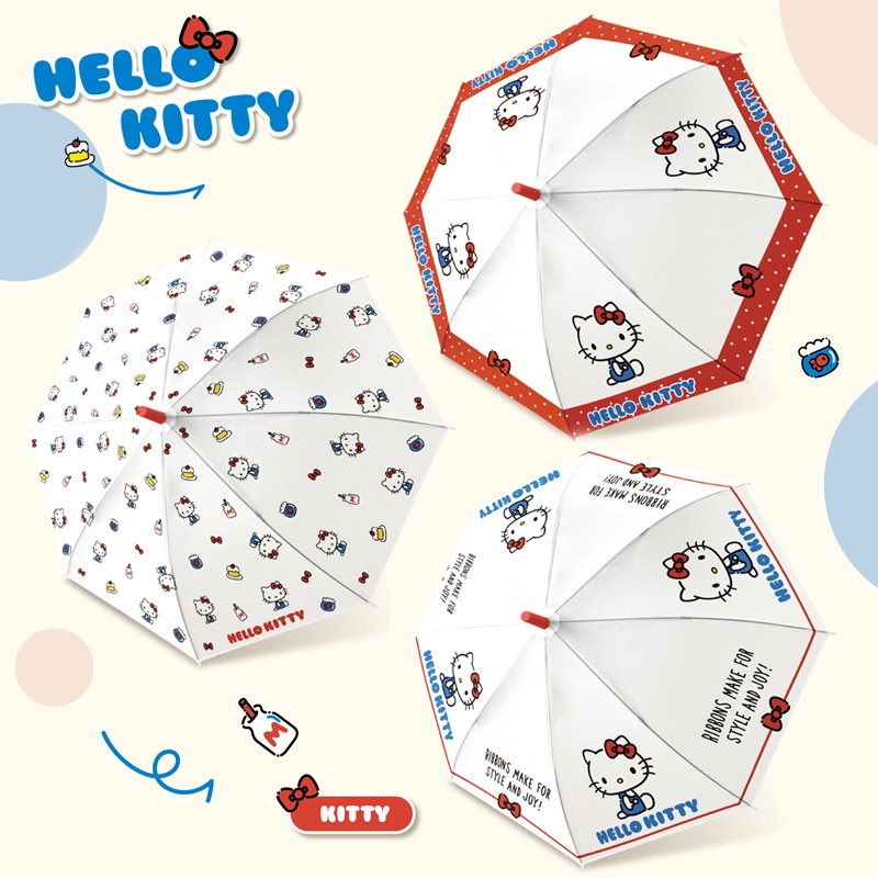 三丽鸥授权hellokitty凯蒂猫透明长柄伞红色系列雨伞可爱雨伞女生