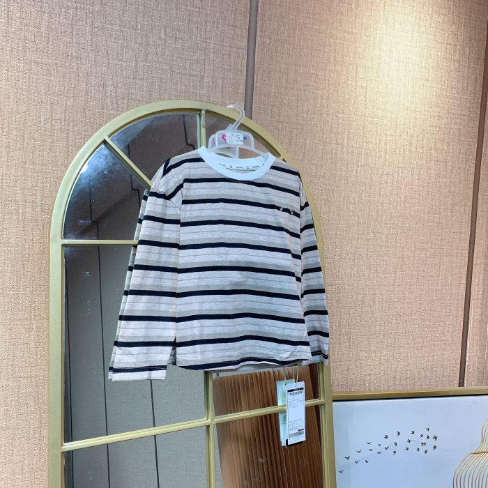 AE270     宝宝灰色条纹长袖T恤 