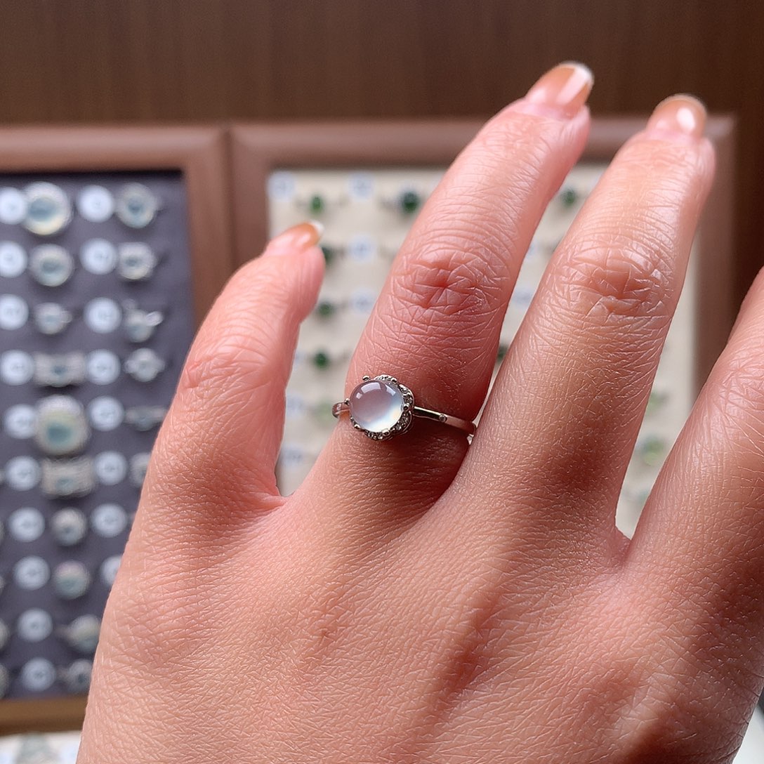 蛇纹石玉银S925镶嵌戒指