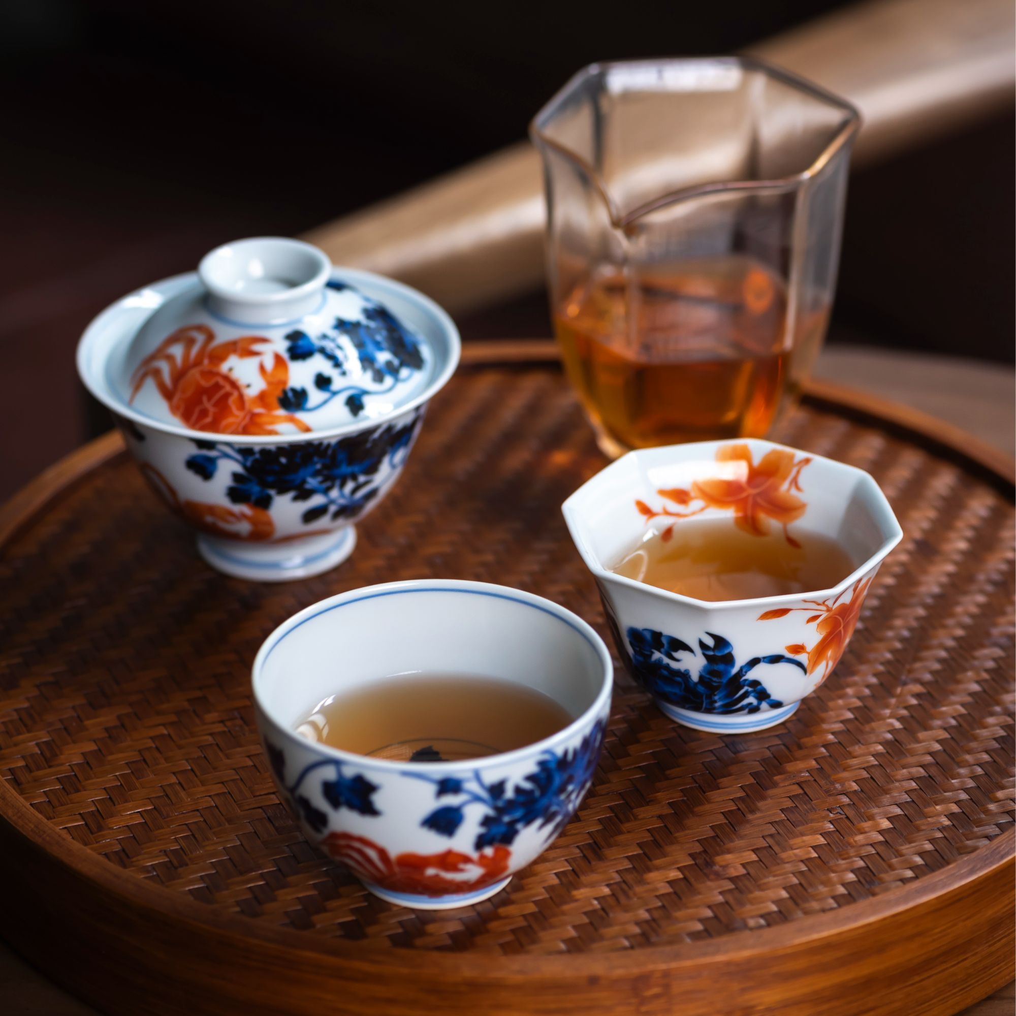 【小卿亭】纯手绘老矾红秋蟹图盖碗主人杯景德镇陶瓷茶杯泡茶器具